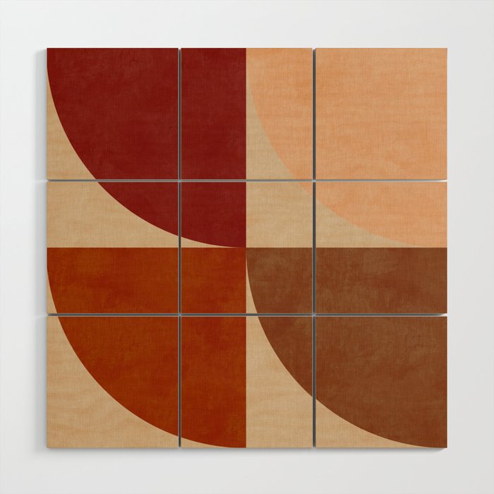 abstract retro shapes earthy 11 Wood Wall Art Gallery Image 1