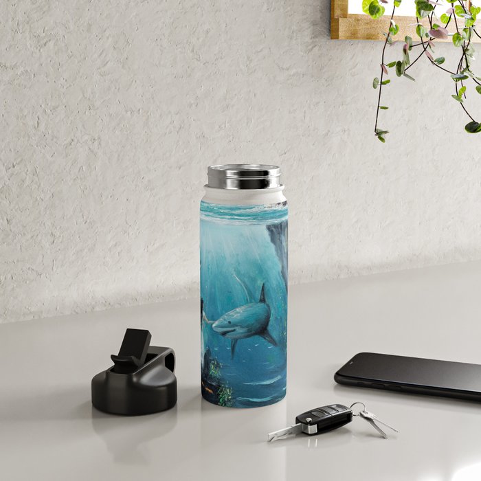 Surreal Ocean Dream 'Fairy Girl and the Shark' Water Bottle Gallery Image 4