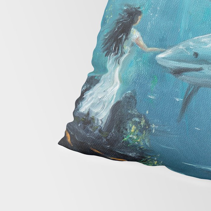 Surreal Ocean Dream 'Fairy Girl and the Shark' Pillow Sham Gallery Image 4