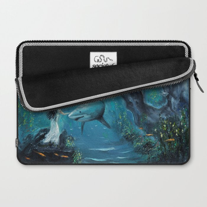 Surreal Ocean Dream 'Fairy Girl and the Shark' Laptop Sleeve Gallery Image 2