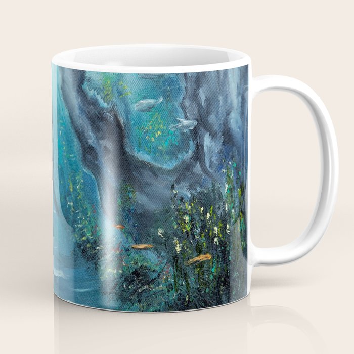 Surreal Ocean Dream 'Fairy Girl and the Shark' Coffee Mug Gallery Image 1