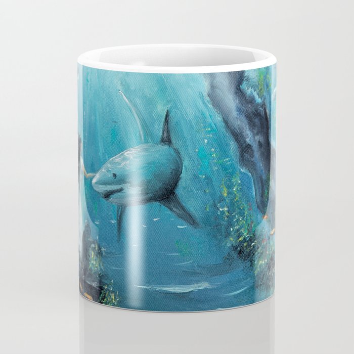 Surreal Ocean Dream 'Fairy Girl and the Shark' Coffee Mug Gallery Image 4