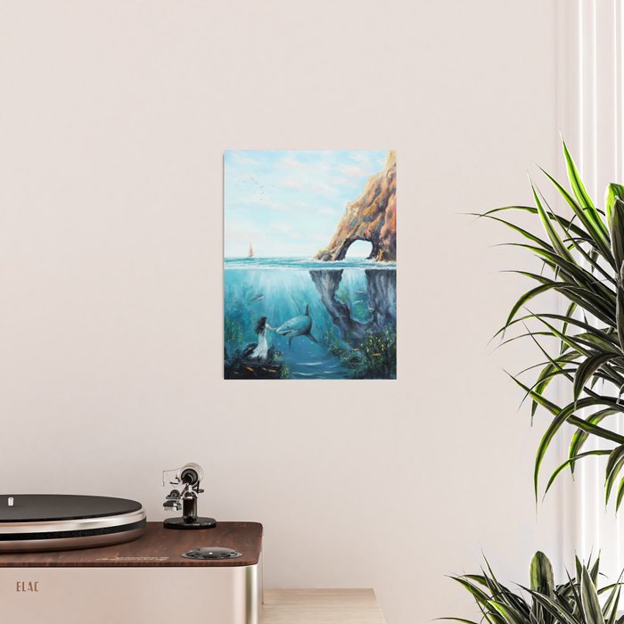 Surreal Ocean Dream 'Fairy Girl and the Shark' Poster Gallery Image 2
