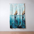 Surreal Ocean Dream 'Fairy Girl and the Shark' Window Curtain Gallery Image 3