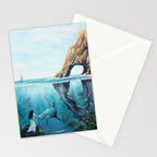 Surreal Ocean Dream 'Fairy Girl and the Shark' Stationery Card Gallery Image 2