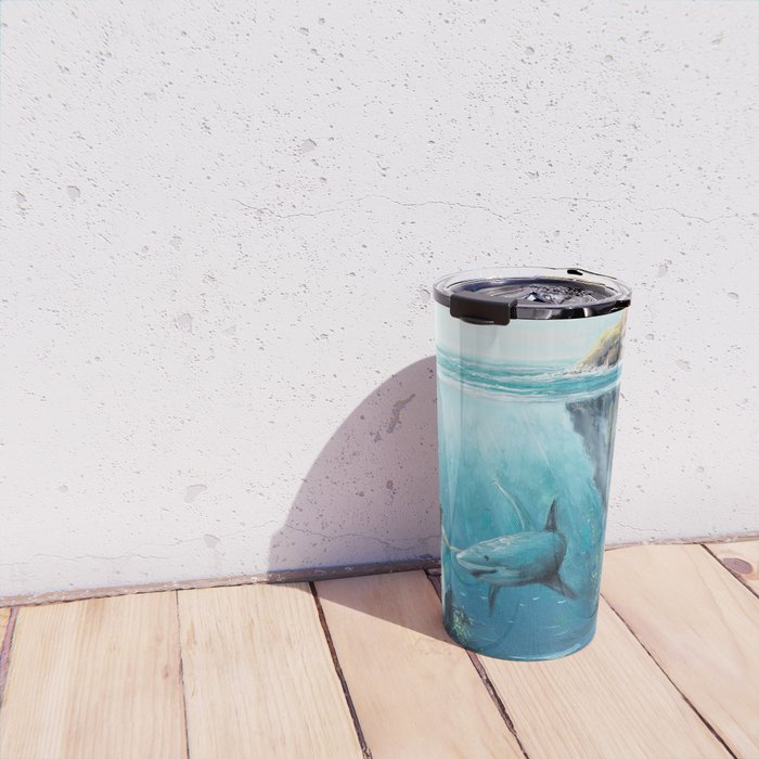 Surreal Ocean Dream 'Fairy Girl and the Shark' Travel Mug Gallery Image 4