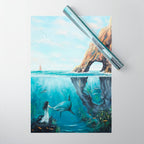 Surreal Ocean Dream 'Fairy Girl and the Shark' Wrapping Paper Gallery Image 1