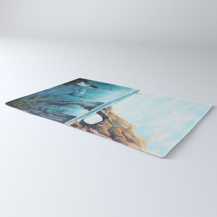 Surreal Ocean Dream 'Fairy Girl and the Shark' Rug Gallery Image 3