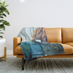 Surreal Ocean Dream 'Fairy Girl and the Shark' Throw Blanket Gallery Image 1