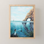 Surreal Ocean Dream 'Fairy Girl and the Shark' Mini Art Print Gallery Image 1