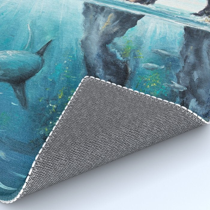 Surreal Ocean Dream 'Fairy Girl and the Shark' Rug Gallery Image 4
