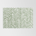 Boho, Abstract, Herringbone Pattern, Sage Green and White Rug Gallery Image 2