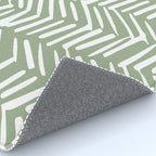 Boho, Abstract, Herringbone Pattern, Sage Green and White Rug Gallery Image 4