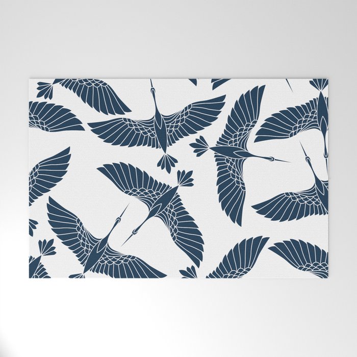 Abstract Japanese Herons Welcome Mat Gallery Image 1