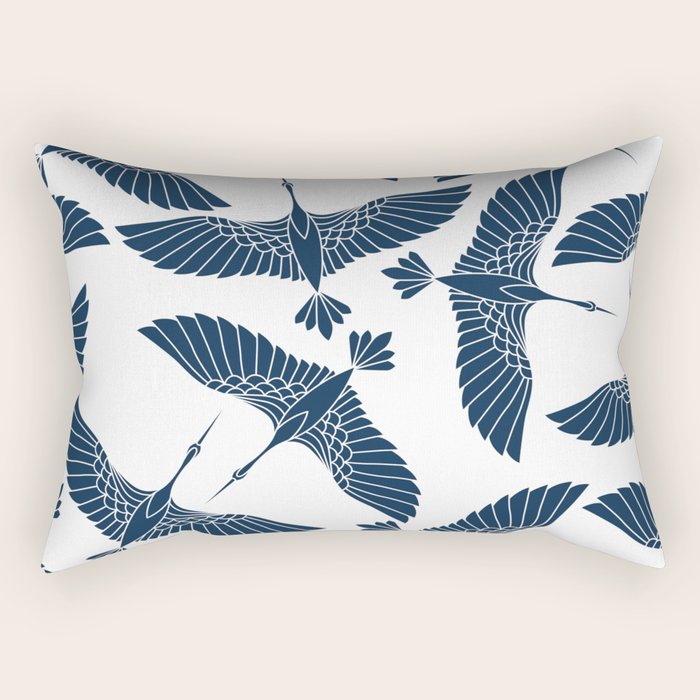Abstract Japanese Herons Rectangular Pillow Gallery Image 1