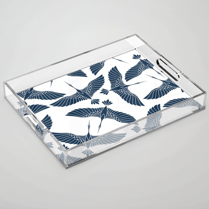 Abstract Japanese Herons Acrylic Tray Gallery Image 1