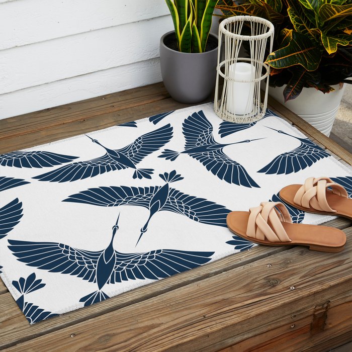 Abstract Japanese Herons Outdoor Rug Gallery Image 2
