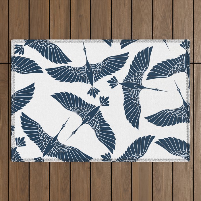 Abstract Japanese Herons Outdoor Rug Gallery Image 1
