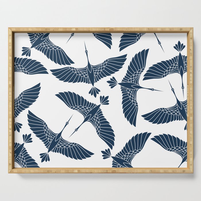 Abstract Japanese Herons Serving Tray Gallery Image 1