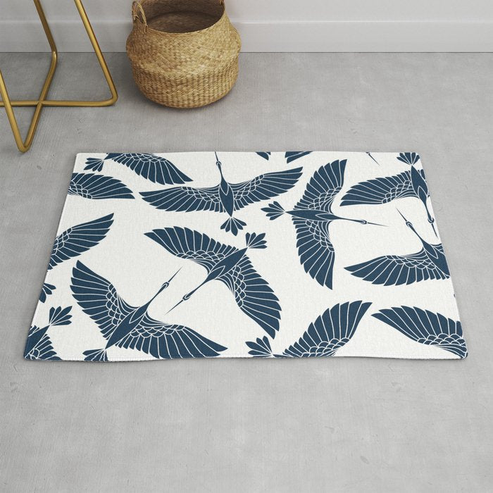 Abstract Japanese Herons Rug Gallery Image 1