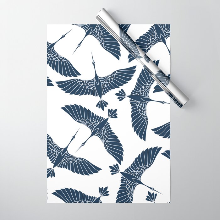 Abstract Japanese Herons Wrapping Paper Gallery Image 1