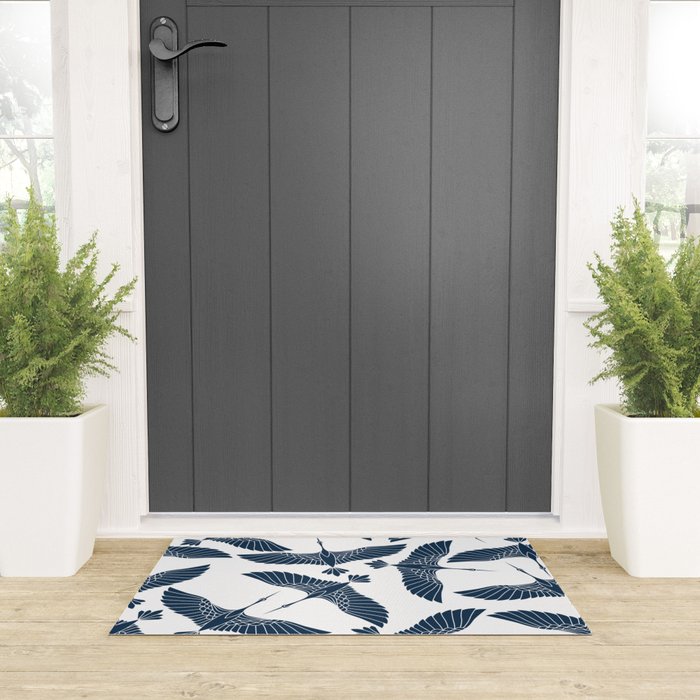 Abstract Japanese Herons Welcome Mat Gallery Image 3