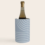 Minimal Line Curvature LXXVII Natural Blue Mid Century Modern Arch Abstract Wine Chiller Gallery Image 2