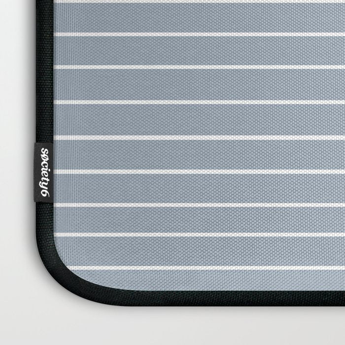 Minimal Line Curvature LXXVII Natural Blue Mid Century Modern Arch Abstract Laptop Sleeve Gallery Image 3