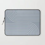 Minimal Line Curvature LXXVII Natural Blue Mid Century Modern Arch Abstract Laptop Sleeve Gallery Image 1