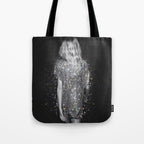 MAGIC GIRL - glitter artwork by Yana Potter, black and white photo, night vibes, sparkling and shiny Tote Bag Gallery Image 1