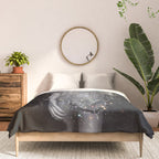 MAGIC GIRL - glitter artwork by Yana Potter, black and white photo, night vibes, sparkling and shiny Comforter Gallery Image 3