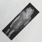 MAGIC GIRL - glitter artwork by Yana Potter, black and white photo, night vibes, sparkling and shiny Yoga Mat Gallery Image 1