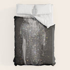 MAGIC GIRL - glitter artwork by Yana Potter, black and white photo, night vibes, sparkling and shiny Duvet Cover Gallery Image 6