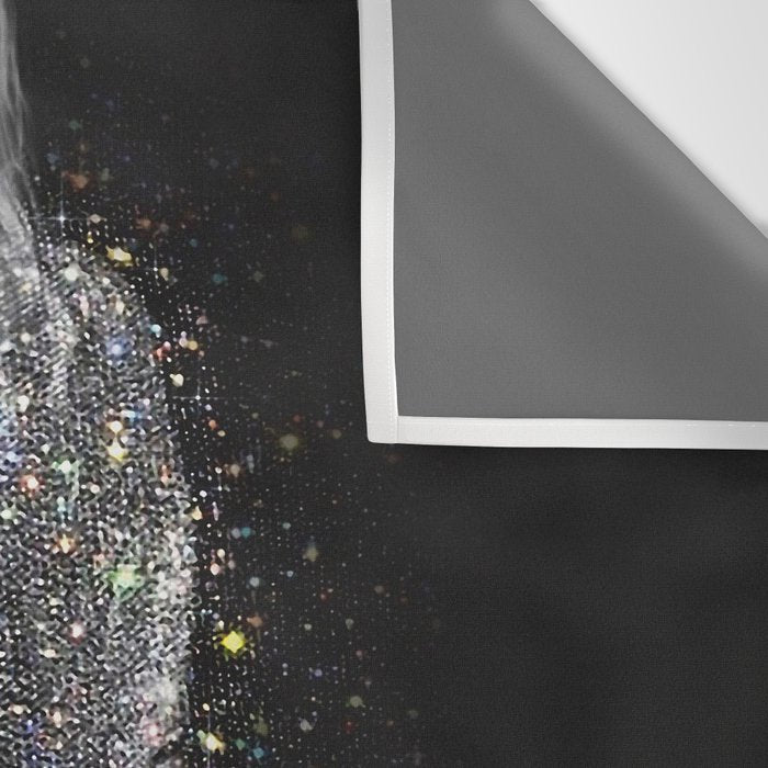 MAGIC GIRL - glitter artwork by Yana Potter, black and white photo, night vibes, sparkling and shiny Wall Tapestry Gallery Image 3