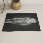 MAGIC GIRL - glitter artwork by Yana Potter, black and white photo, night vibes, sparkling and shiny Rug Gallery Image 1
