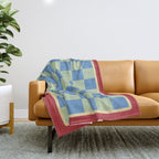 Blue and Light Green Checkerboard Pattern Throw Blanket Gallery Image 1