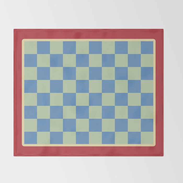 Blue and Light Green Checkerboard Pattern Throw Blanket Gallery Image 2