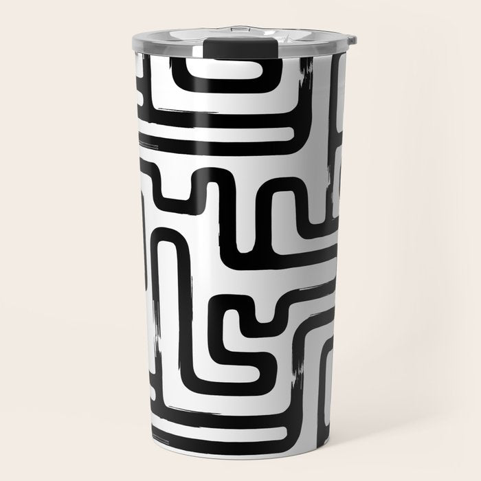 Hand drawn paint brush line pattern Travel Mug Gallery Image 1