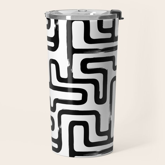 Hand drawn paint brush line pattern Travel Mug Gallery Image 2