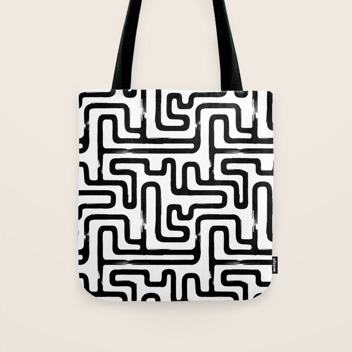 Hand drawn paint brush line pattern Tote Bag Gallery Image 1