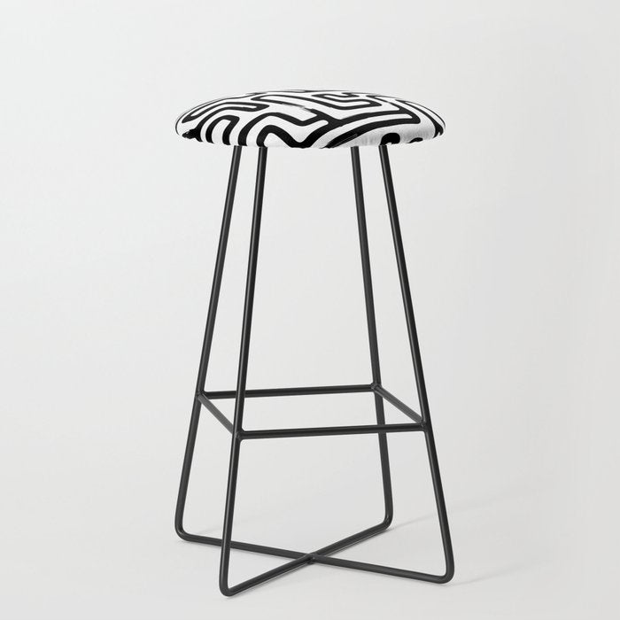 Hand drawn paint brush line pattern Stool Gallery Image 1