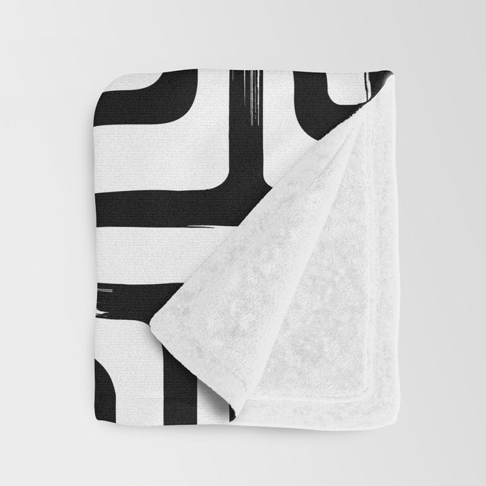 Hand drawn paint brush line pattern Throw Blanket Gallery Image 3