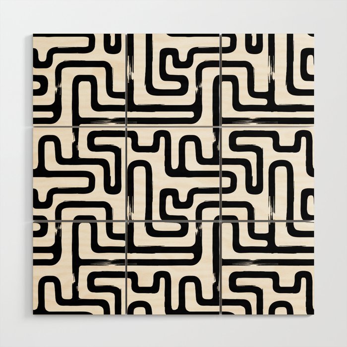 Hand drawn paint brush line pattern Wood Wall Art Gallery Image 1
