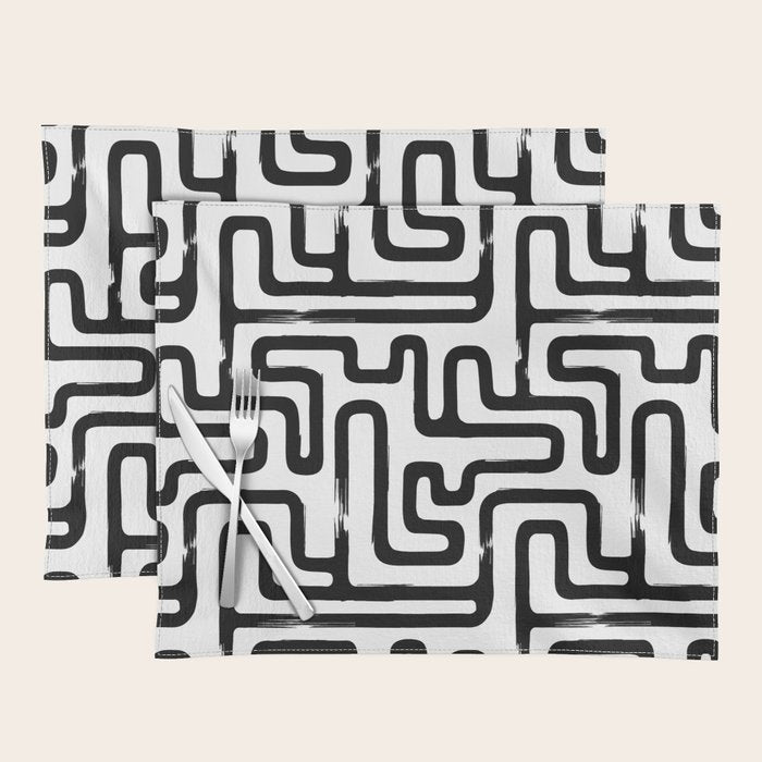 Hand drawn paint brush line pattern Placemat Gallery Image 1