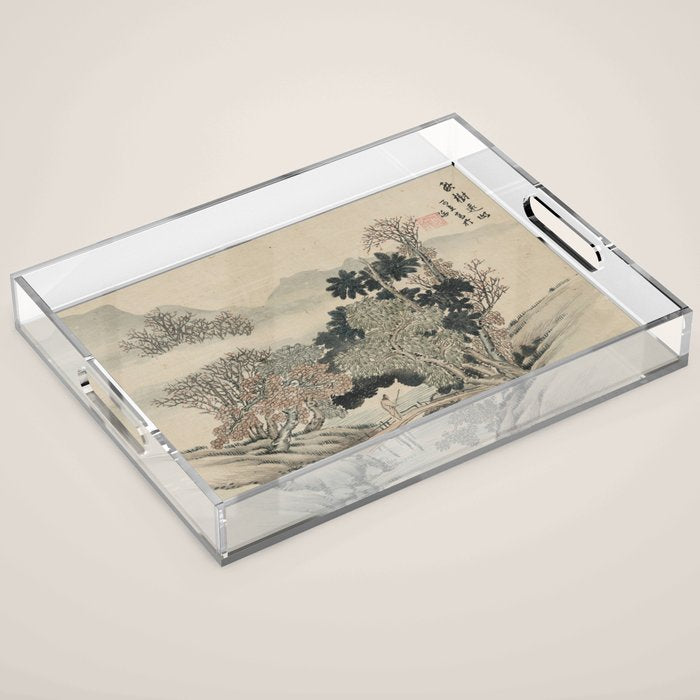 Vintage Japanese Landscape Painting Acrylic Tray Gallery Image 1