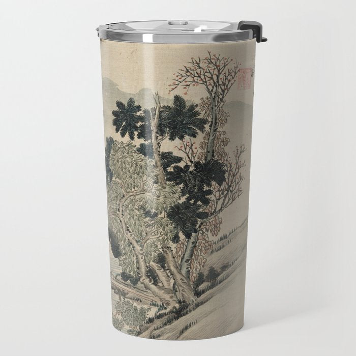 Vintage Japanese Landscape Painting Travel Mug Gallery Image 2