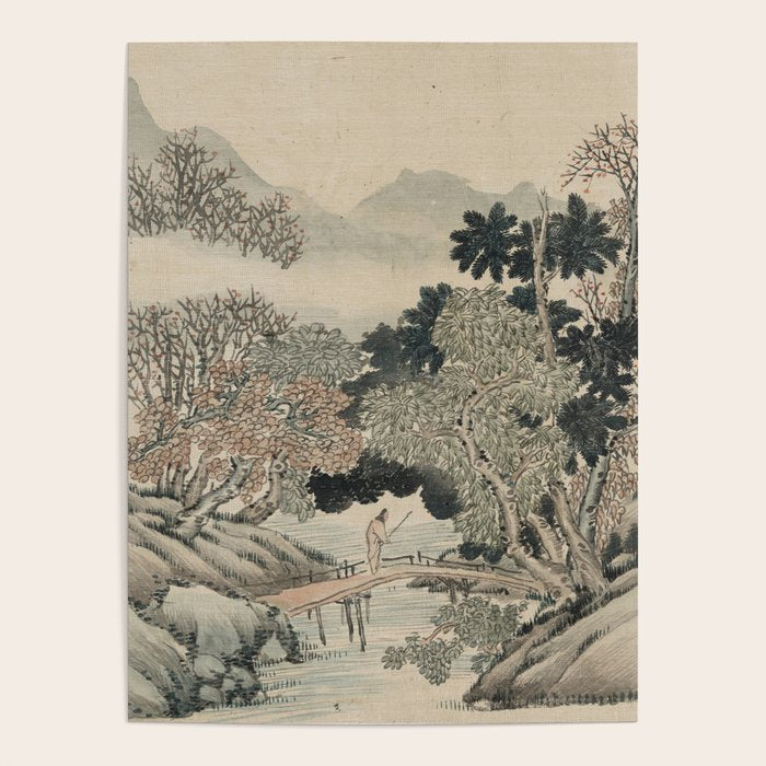 Vintage Japanese Landscape Painting Poster Gallery Image 1