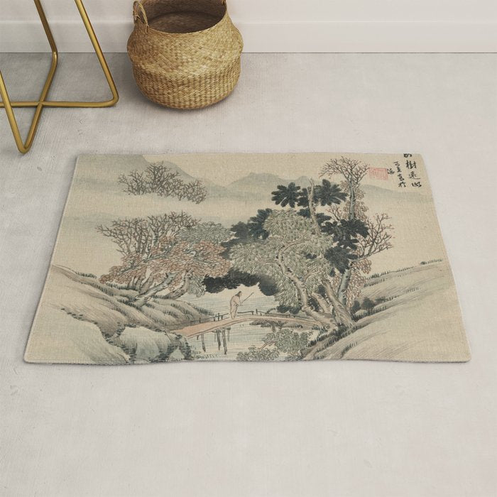 Vintage Japanese Landscape Painting Rug Gallery Image 1