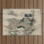 Vintage Japanese Landscape Painting Outdoor Rug Gallery Image 1