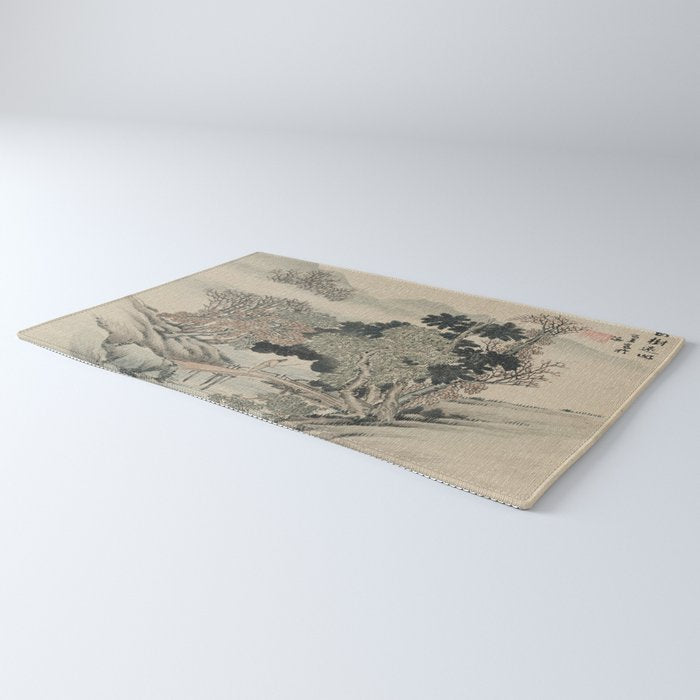 Vintage Japanese Landscape Painting Rug Gallery Image 3
